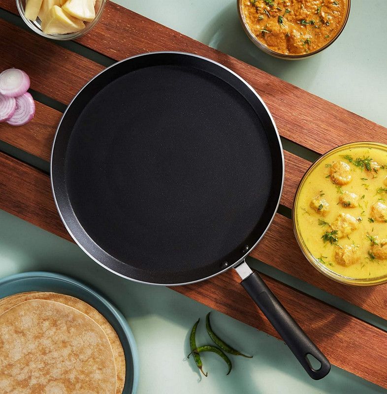 HM EVOTEK 3-Layer Non Stick Flat Gas Stove Suitable Dosa Tawa HM-50 Flat Pan 23 cm diameter 0.125 L capacity  (Aluminium, Non-stick)