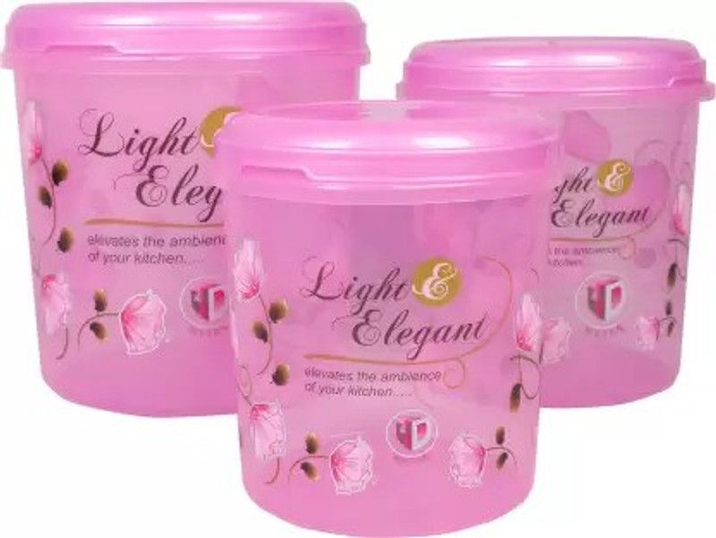 Khunt Enterprise Plastic Grocery Container-5 KG,7.5 KG,10 KG - 1.0000700501E10 L Plastic Grocery Container  (Pack of 3, Pink)