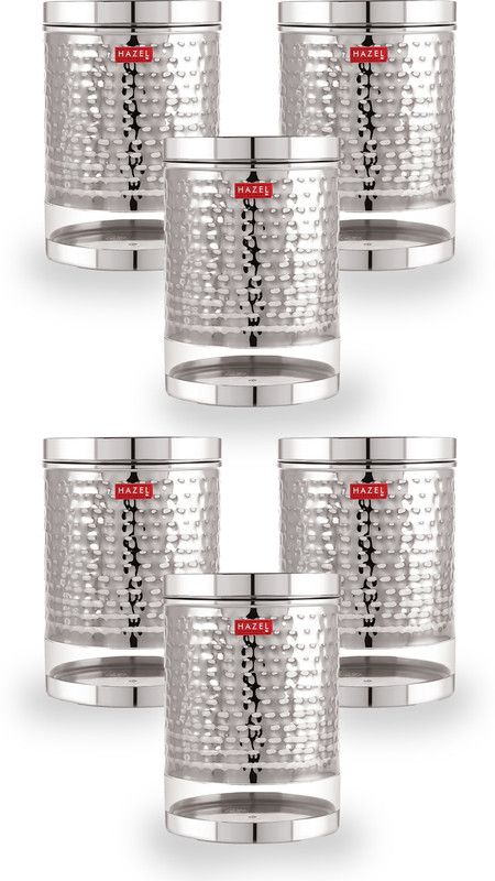 HAZEL Steel Grocery Container - 2500 ml  (Pack of 6, Silver)
