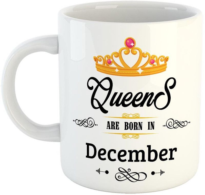 FABTODAY Queens are Born in December Coffee - Best Valentine Gift for Wife - Color - White Ceramic Coffee Mug  (350 ml)