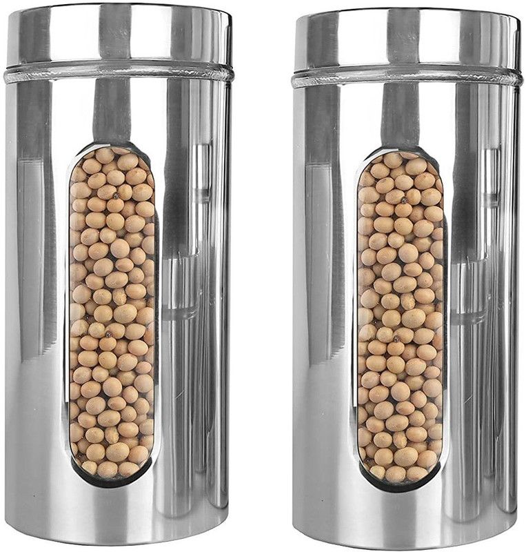 HALO NATION Steel, Glass Utility Container - 550 ml  (Pack of 2, Silver)