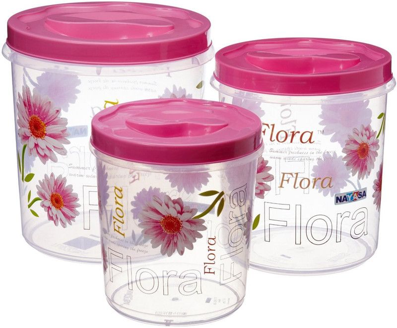 NAYASA Store In 8 ,9,10 Prtd - 4700 ml, 11200 ml, 7200 ml Plastic Grocery Container  (Pack of 3, Pink)