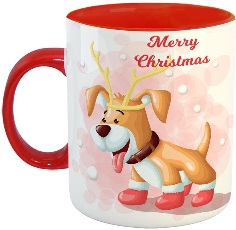 Furnish Fantasy Christmas Ceramic Coffee - Best Gift for Christmas - Color - Red (0996) Ceramic Coffee Mug  (350 ml)