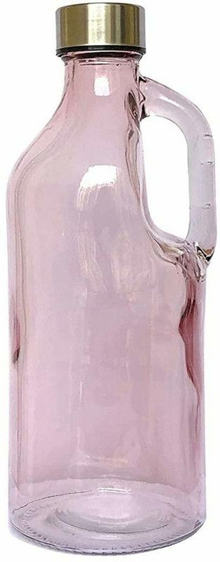 raincart Glass Water Bottle for Fridge with Handle 1000 ml, 1 piece, Pink color 1000 ml Bottle  (Pack of 1, Pink, Glass)