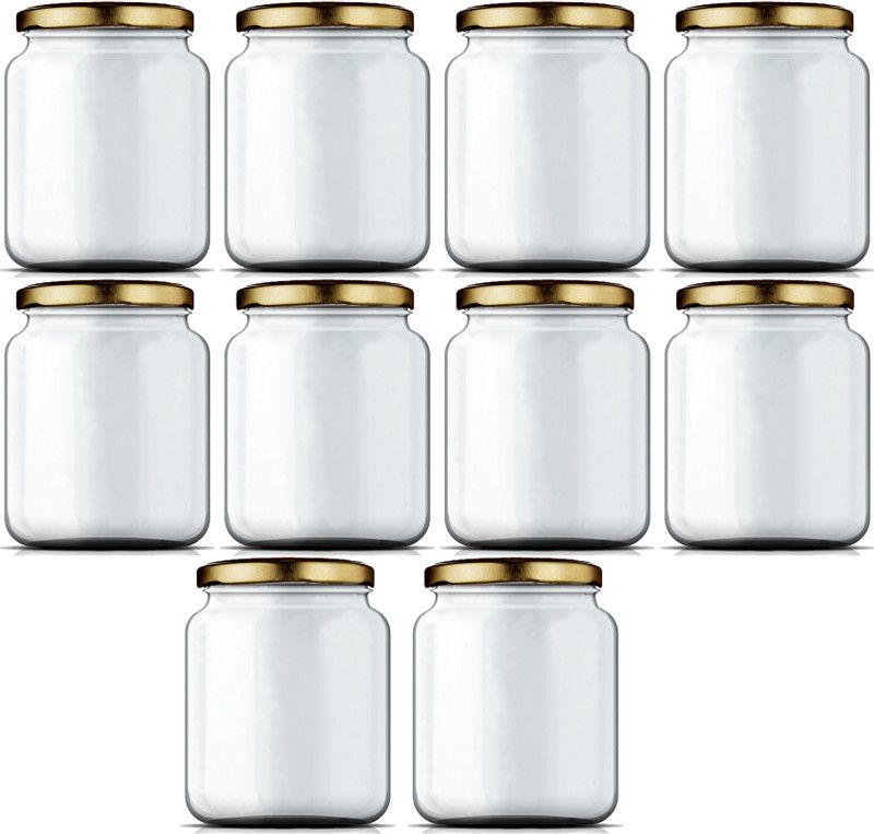 Wishmaster - 1000 ml Glass Utility Container  (Pack of 10, Clear, Gold)