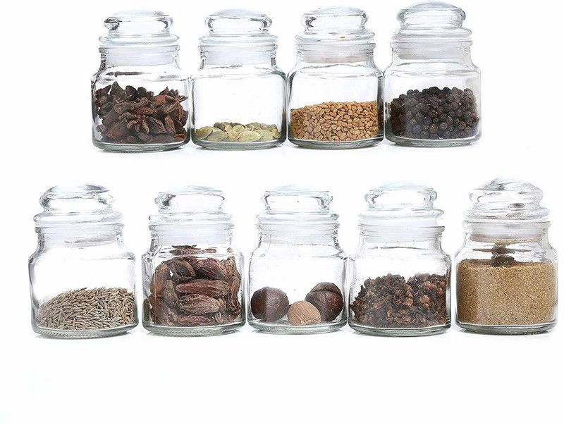 SURYAFASHION Glass Grocery Container - 100 ml  (Pack of 6, Clear)