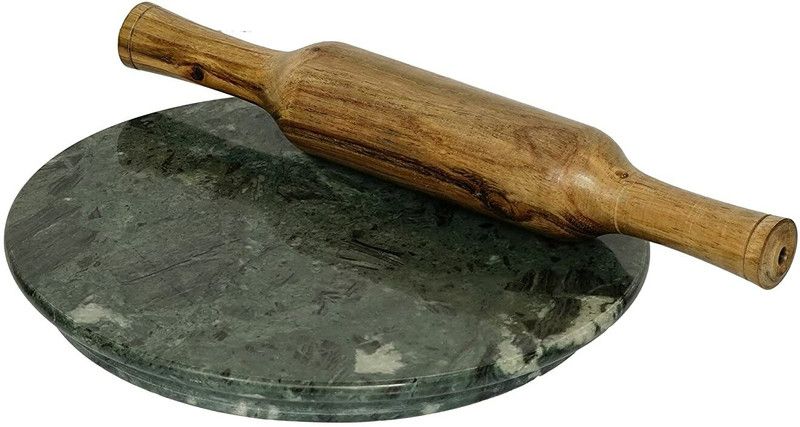 Makrana Marble chakla belan Rolling Pin & Board  (Green, Pack of 2)