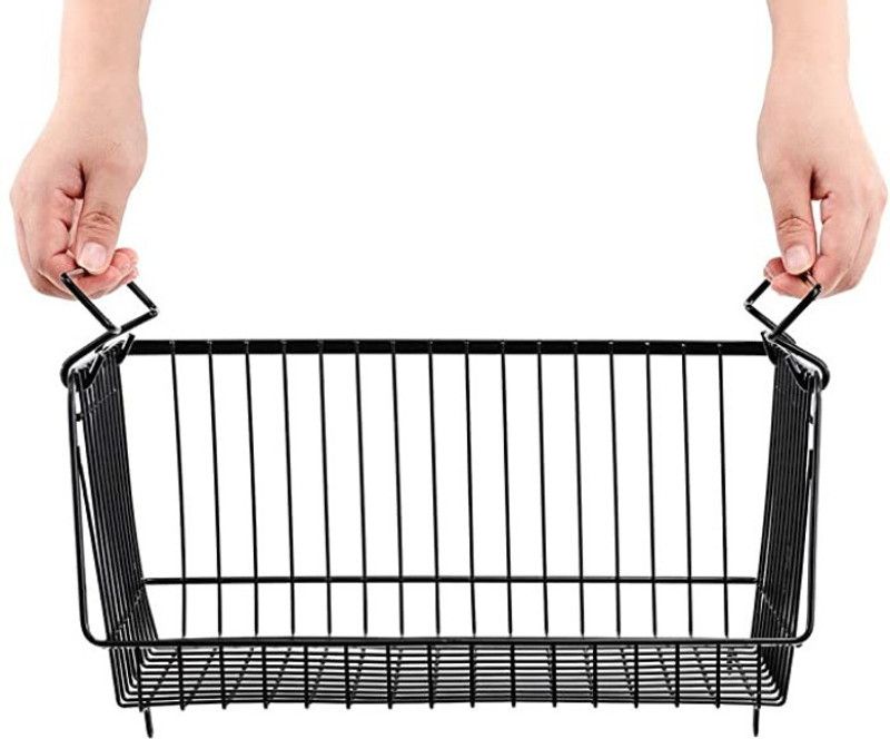 StrokeArt Stackable Storage Fruit & Vegetable Basket Iron Fruit & Vegetable Basket  (Black)