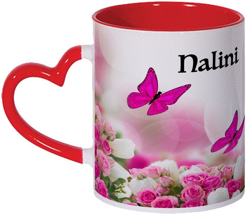 Wagwan Nalini Name Gifts For Brother, Sister, Girlfriend, Boyfriend, Wife Beautiful Butterflies Printed MG20-819 Ceramic Coffee Mug  (330 ml)