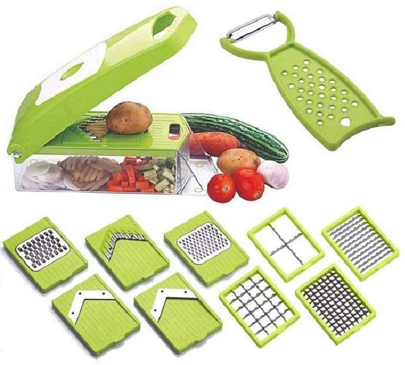 MandaniSales 12 In 1 Plastic Multipurpose Kitchen Jumbo Unbreakable Veg Chipser, Slicer, Grater, Peeler Container Food Cutter Vegetable & Fruit Chopper (PACK OF 1) Vegetable Grater & Slicer  (1 X 12 IN 1 JUMBO VEGETABLE CHOPPER)