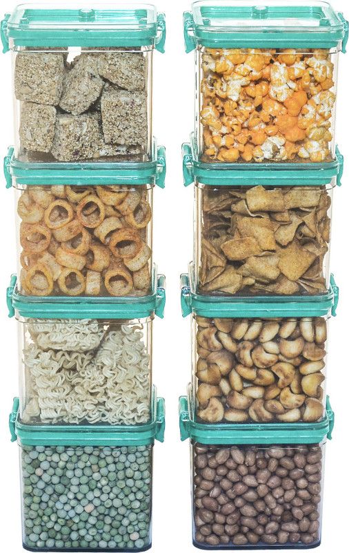 MAK7 Plastic Grocery Container - 700 ml, 700 ml, 700 ml, 700 ml, 700 ml, 700 ml, 700 ml, 700 ml  (Pack of 8, Green)