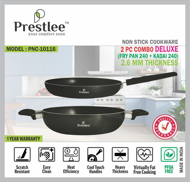 Sabari Prestlee PNC/10116 Non-Stick Cookware/Non Stick Cookware/Fry Pan/Kadhai Set Tawa 24 cm diameter  (Aluminium, Non-stick)