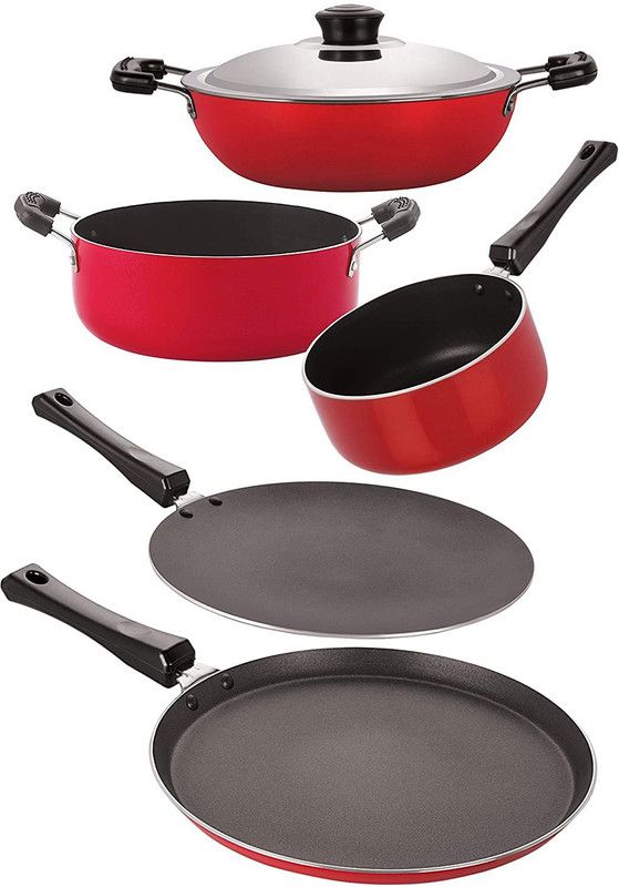 NIRLON FT13_CT12_DKD(B)_SP(M)_CS20 Non-Stick Coated Cookware Set  (PTFE (Non-stick), Aluminium, 5 - Piece)