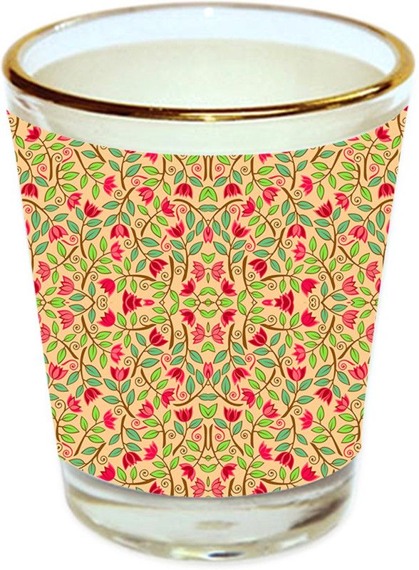 Sri Sai Shopping vodka shot glass multicolor floral design with golden rim for home and bar accessories 40ml (style-10518) Glass Shot Glass  (40 ml, Glass, Multicolor)