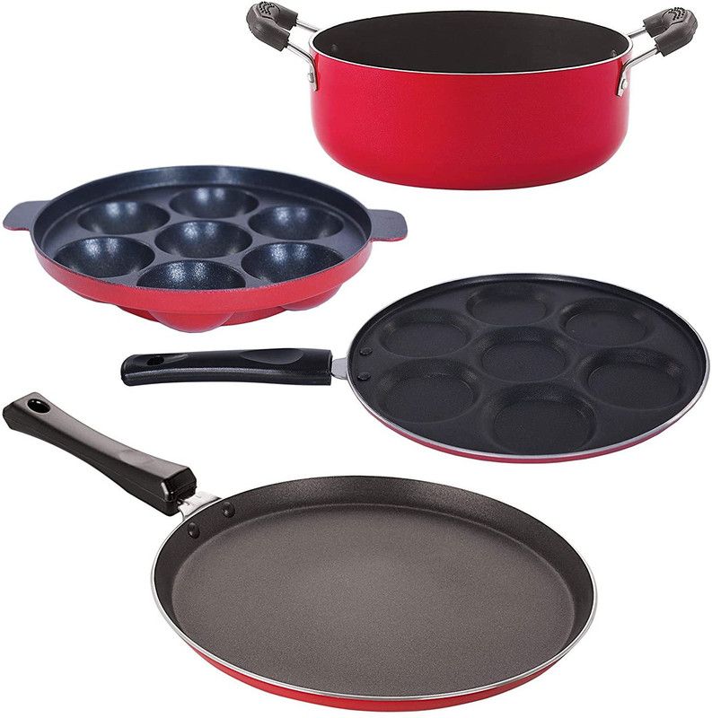 NIRLON FT13_UP7_AP7_CS20 Non-Stick Coated Cookware Set  (PTFE (Non-stick), Aluminium, 4 - Piece)