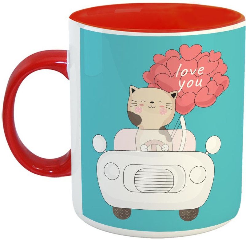 Furnish Fantasy I Love You Ceramic Coffee - Best Gift for Husband, Boyfriend, Girlfriend, Wife, Valentine Day Gift - Color - Red (0986) Ceramic Coffee Mug  (350 ml)