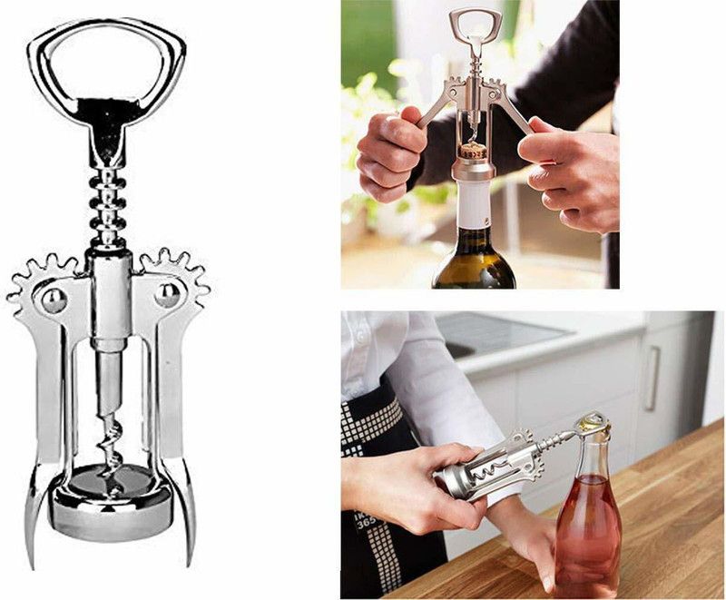 Kingmart Stainless Steel Red Wine Opener Wing Type Corkscrew Bottle Openers Bottle Opener  (Pack of 1)