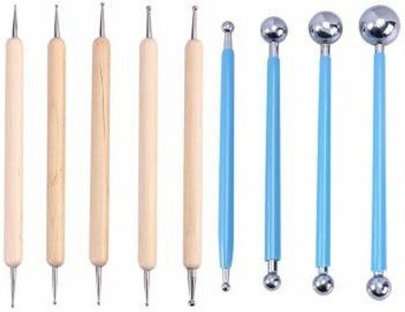 MOREL 4PCS CAKE DECORATING SCULPTING TOOL, 5 PCS DOUBLE ENDED WOODEN TOOL SET Kitchen Tool Set  (Cooking Spoon)
