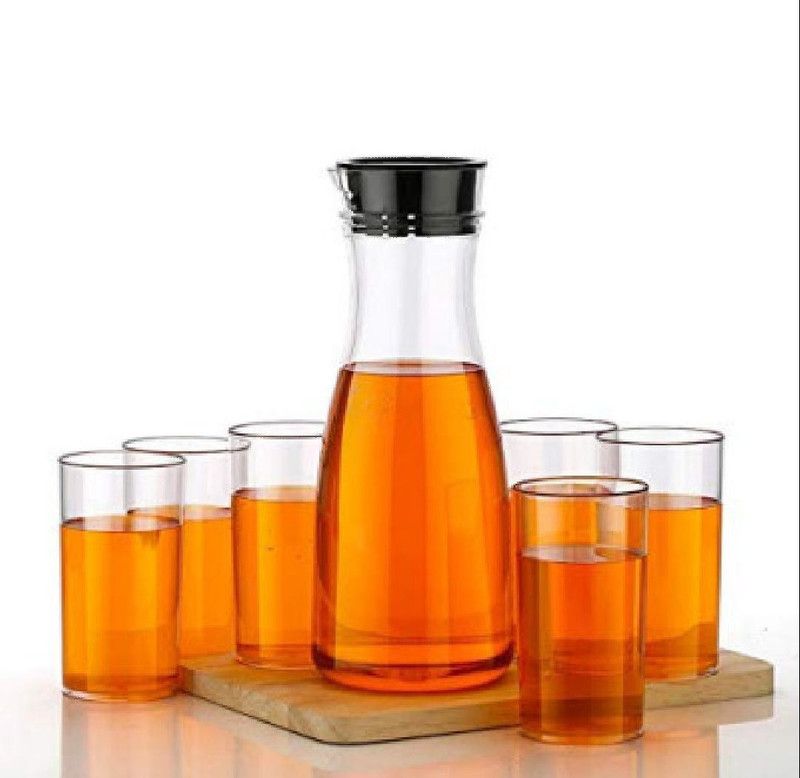 ROHAJ Plastic jug set with 6 glass Jug Glass Set  (plastic)