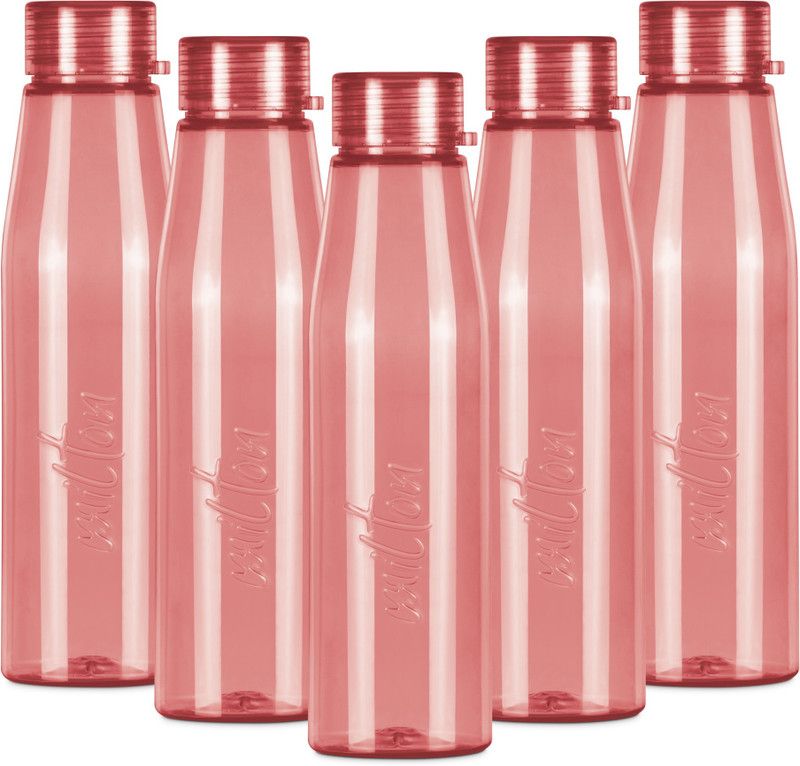 MILTON Ripple 1000 Pet Bottle Set of 5 946 ml Bottle  (Pack of 5, Maroon, PET)