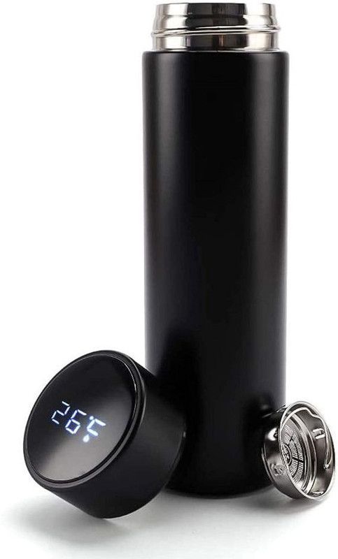 Toystic Water Bottle ,LED Temperature Display,Double Walled Insulated Stainlesssteel 500 ml Bottle  (Pack of 1, Black, Steel)