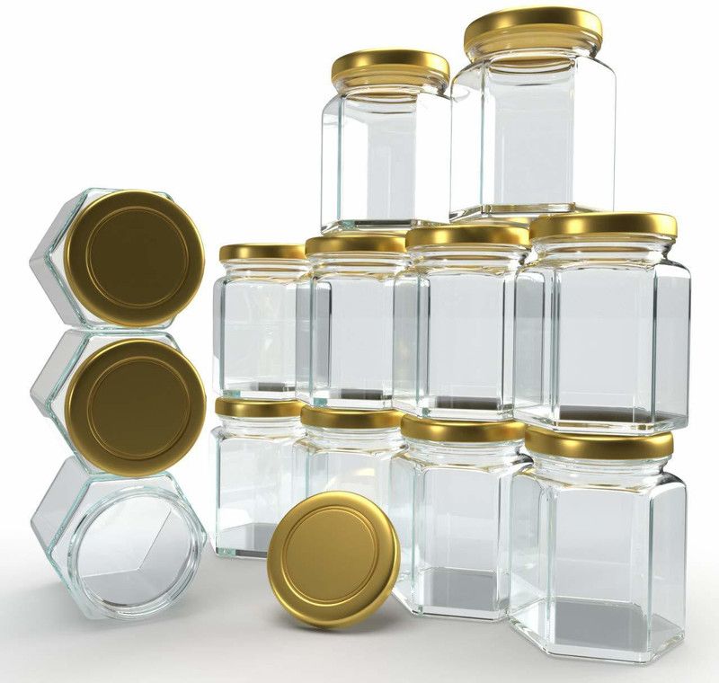Urva Fashion Glass Grocery Container - 250  (Pack of 6, Multicolor)