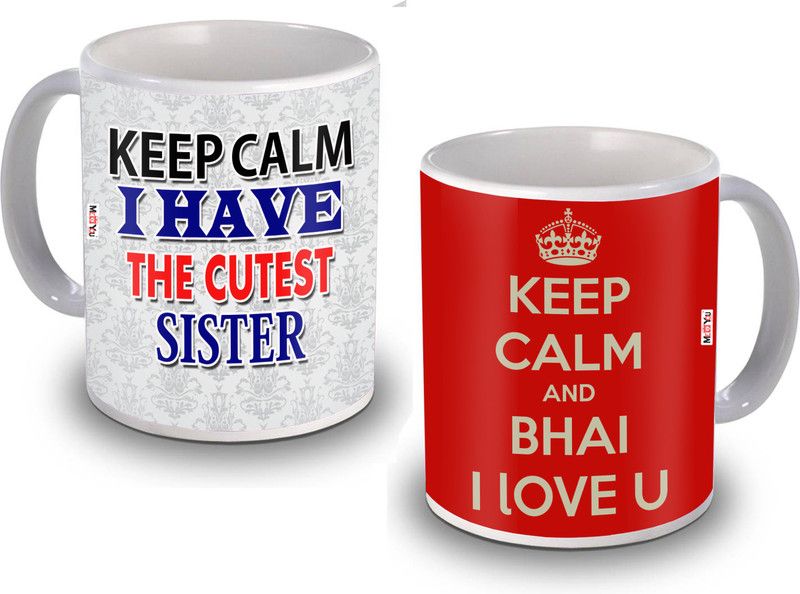 ME&YOU IZ19BrotherSisterCombo2MU-63 Ceramic Coffee Mug  (325 ml, Pack of 2)