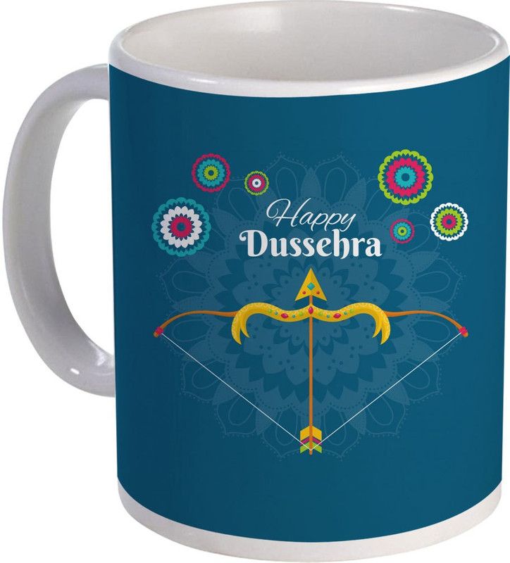 COLOR YARD best happy dussehra design on Ceramic Coffee Mug  (320 ml)