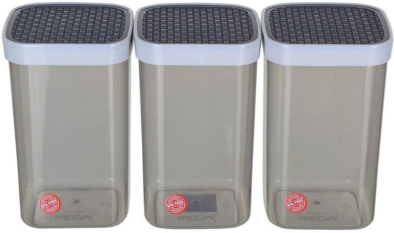 Starbust Plastic Grocery Container - 1500 ml  (Pack of 3, Grey)