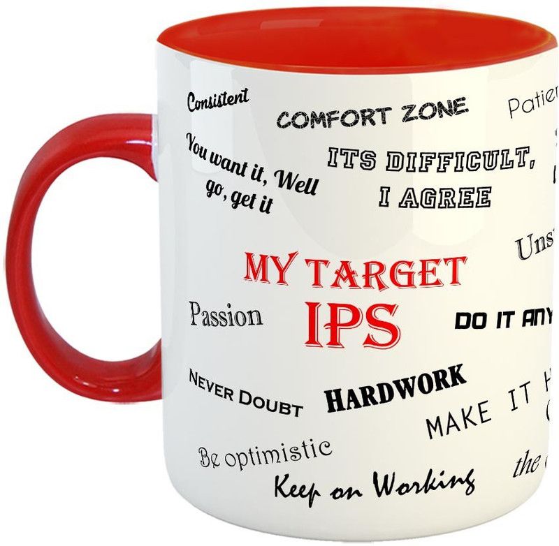 FABTODAY My Target IPS Coffee - Best Gift for Graduation / Achivement - Color - Red Ceramic Coffee Mug  (350 ml)