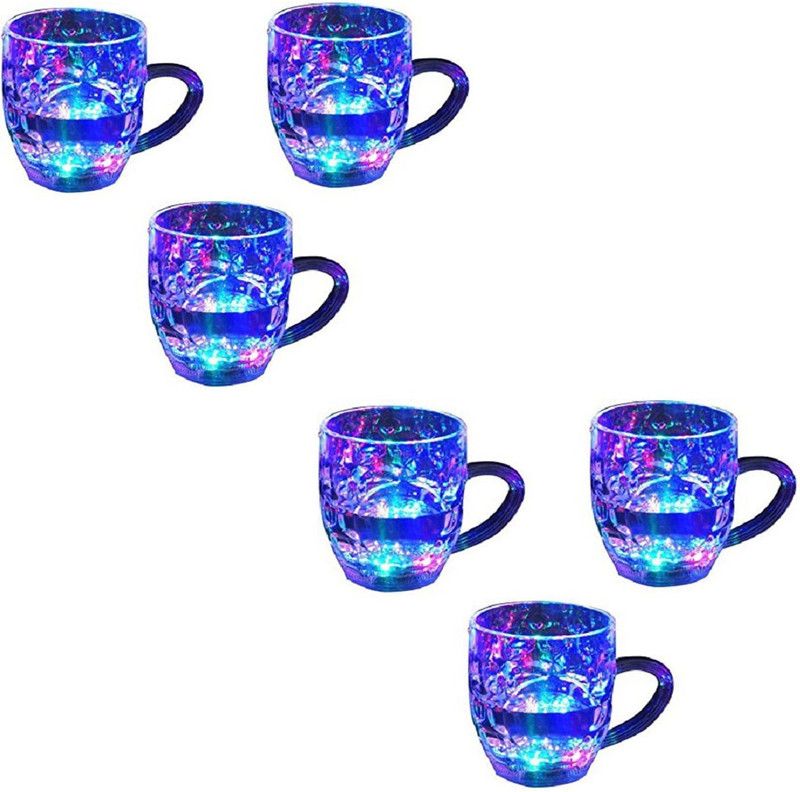 Rainbow Led Sensor Pack of (6) Plastic Coffee Mug  (300 ml, Pack of 6)