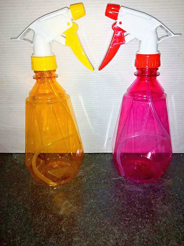 MoonSitara Multipurpose Use Spray & Mist Bottle For Home Garden Office Sanitizer Salon Etc 500 ml Spray Bottle  (Pack of 2, Pink, Orange, Plastic)