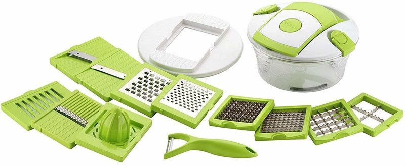 Maxigo 12 in 1 Fruit Cutter Vegetable Cutter Food Slicer Vegetable Chopper Mandoline Slicer Fruit Dicer Onion Chopper Cutter Veggie Spiralizer Zoodle Maker Potato Dicer Julienne Grater Salad Maker Vegetable & Fruit Chopper  (1 chopper)