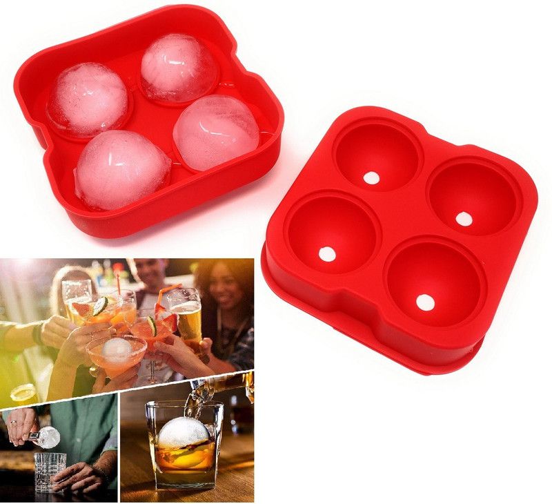 Frackson Red Silicone Ice Ball Tray  (Pack of2)