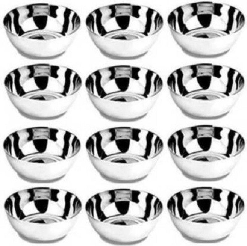 Peegeon Stainless Steel Serving Bowl  (Silver, Pack of 12)