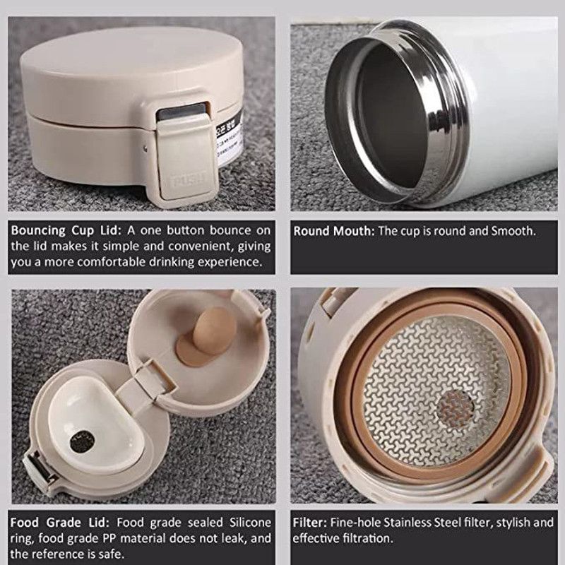 EDUCTIX Insulated Stainless Steel Coffee/Tea Travel NMA4 Spill-Proof Hot & Cold Cup Stainless Steel Coffee Mug  (380 ml)