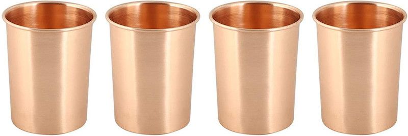 kitchenzilla (Pack of 4) CooperGlass04 Glass Set Water/Juice Glass  (400 ml, Copper, Brown)