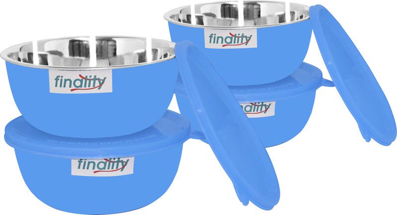 Stainless Steel Storage Bowl  (Blue, Pack of 4)