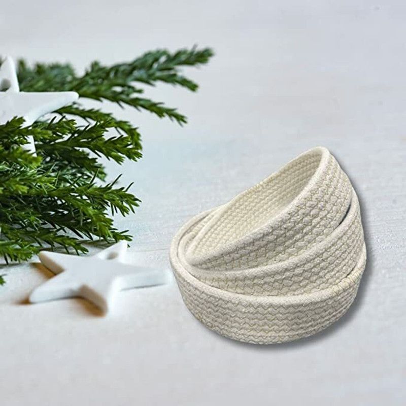 Koyanka Jute white-gold Set of 4 Storage Basket  (Pack of 4)