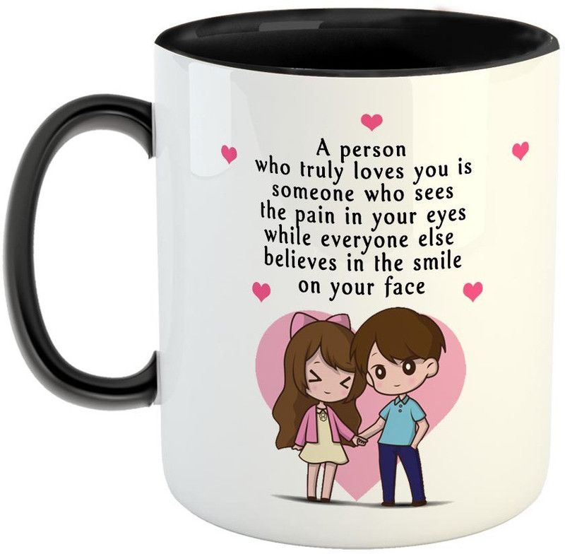 FABTODAY A person who truly loves you Coffee - Best Valentine Gift for Husband and Boyfriend Girlfriend Wife - Color - Black Ceramic Coffee Mug  (350 ml)