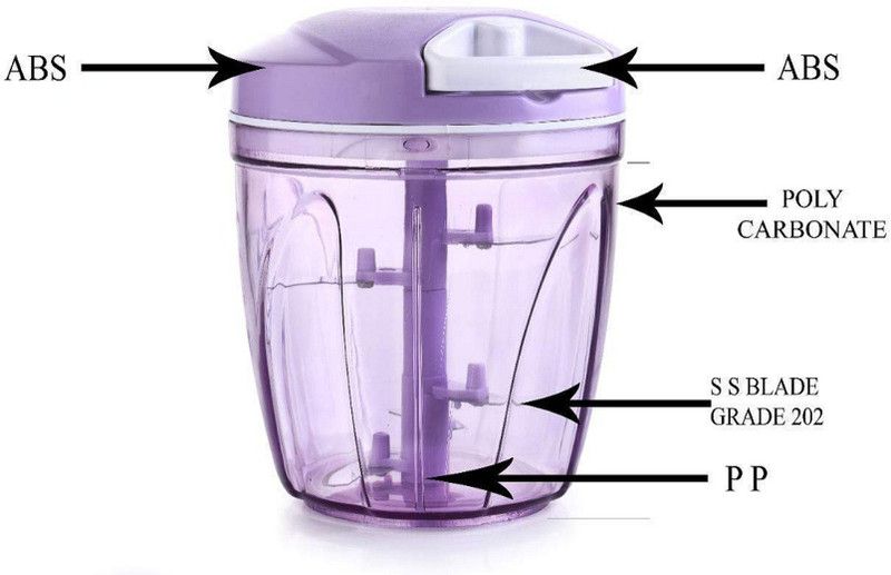 AMANZA New Handy Big Thread Plastic Chopper with 5 Blades Chopper (1000 ml) Vegetable & Fruit Chopper  (1)