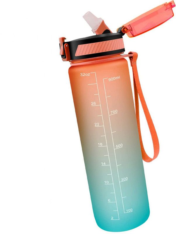 VARNITYA Motivational Water Bottle with Carrying Strap, Perfect for Gym and Outdoor Sport 1000 ml Bottle  (Pack of 1, Multicolor, Tritan)