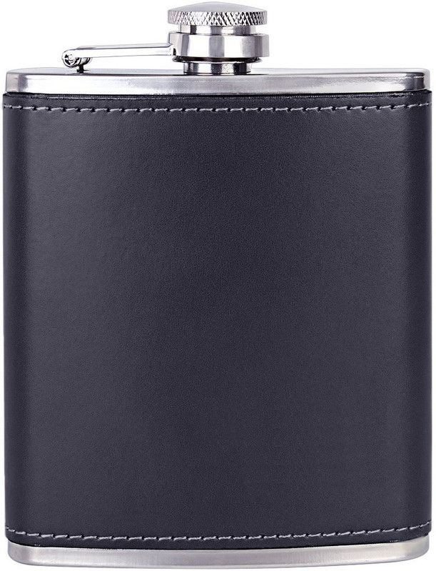 MENZY Magic Moments Leather Wrap Stainless Steel Liquor Or Alcohol Drinks Holder For Men Leather, Stainless Steel Hip Flask  (210 ml)