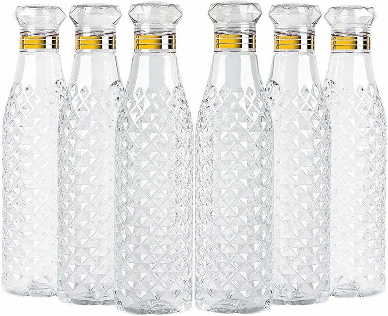 KESARI CREATION Crystal Clear Water Bottle for Fridge, Home Office , Unbreakable 1000 ml Bottle 1000 ml Bottle  (Pack of 6, Clear, Plastic)