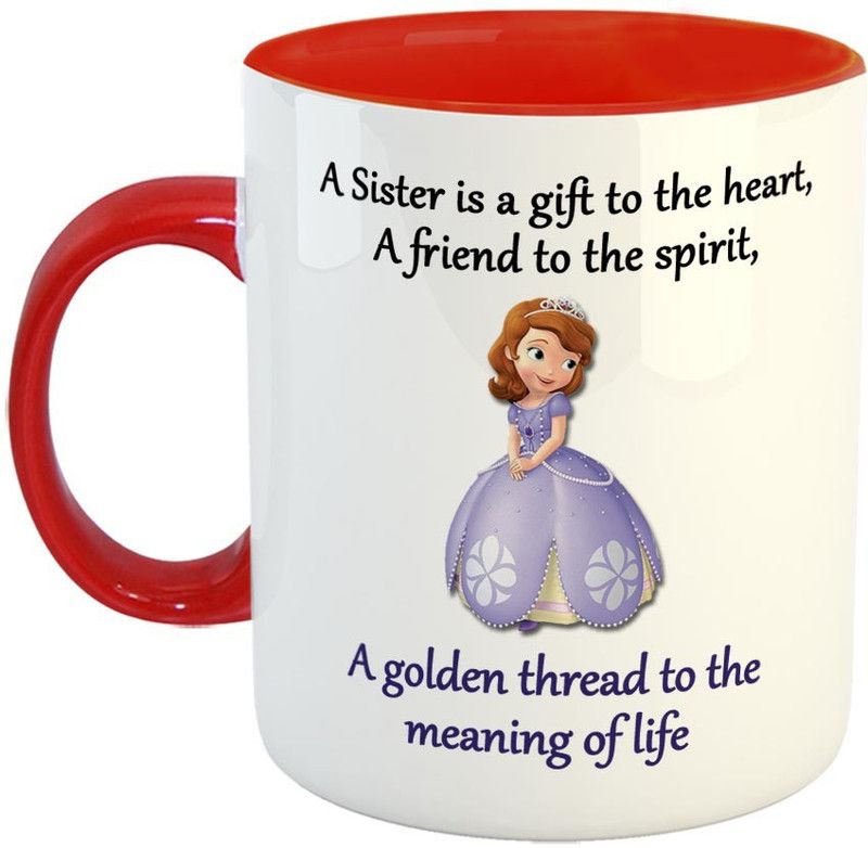 FABTODAY A Sister is a gift to the heart A friend to the spirit a golden thread to the meaning of life Coffee - Best Gift for Sister on Birthday - Color - Red Ceramic Coffee Mug  (350 ml)