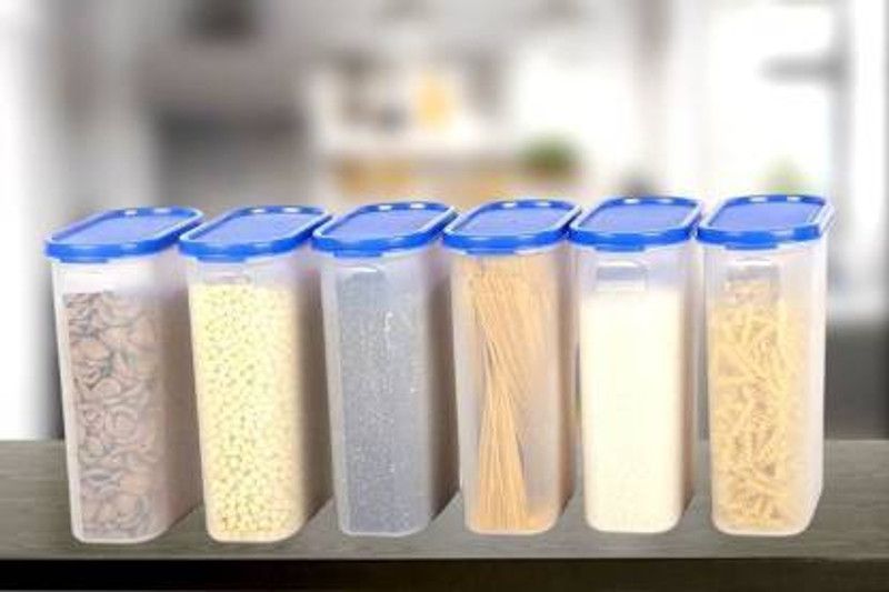 NEWON Plastic Grocery Container - 2000 ml  (Pack of 6, Multicolor)