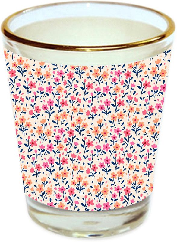 Sri Sai Shopping vodka shot glass multicolor floral design with golden rim for home and bar accessories 40ml (style-10259) Glass Shot Glass  (40 ml, Glass, Multicolor)