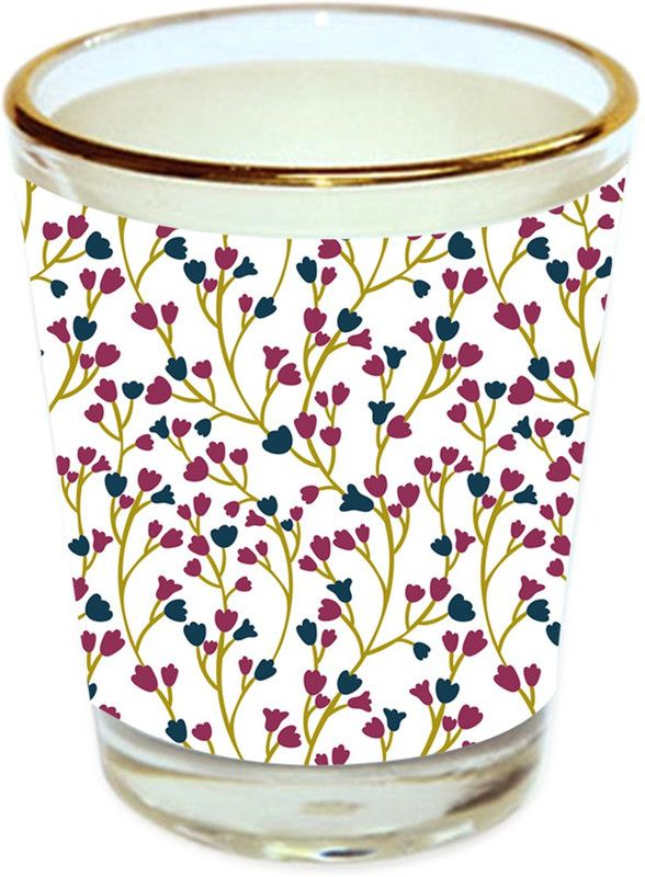 Sri Sai Shopping vodka shot glass multicolor floral design with golden rim for home and bar accessories 40ml (style-10459) Glass Shot Glass  (40 ml, Glass, Multicolor)