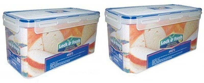 Aristo Fresh n Lock Combo Of 2 Plastic Container - 6070 ml, 2 Piece, Transparent - 6070 ml Plastic Grocery Container  (Pack of 2, Silver)