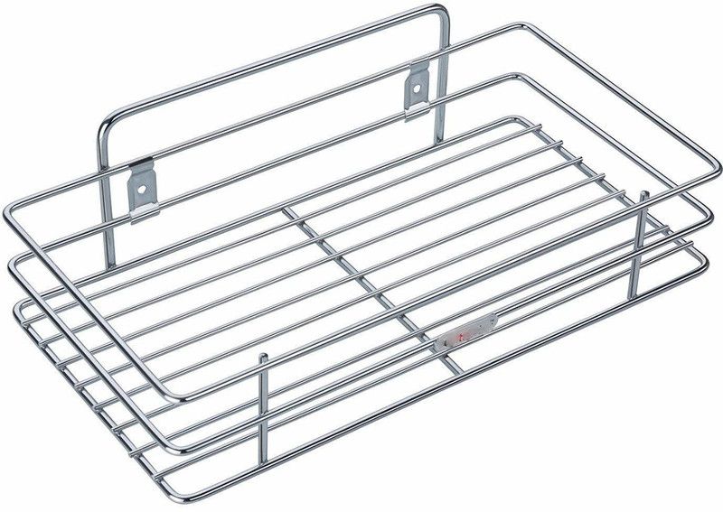 SHOPOBOX singel kichten rack Dish Drainer Kitchen Rack  (Steel, Silver)